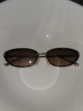 Michael Kors MIRAMAR Brown Tortoiseshell Oval Sunglasses with Gold Accents